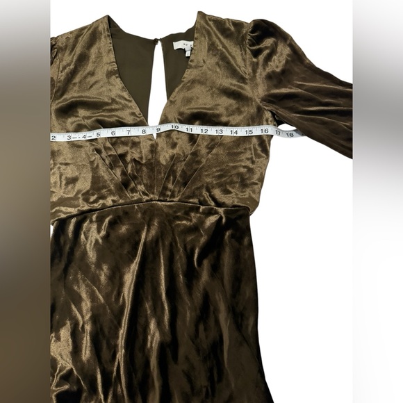 Reiss Klara Velvet Plunge V-Neck Long Sleeve Draped Maxi Dress Size 4 - Picture 9 of 16